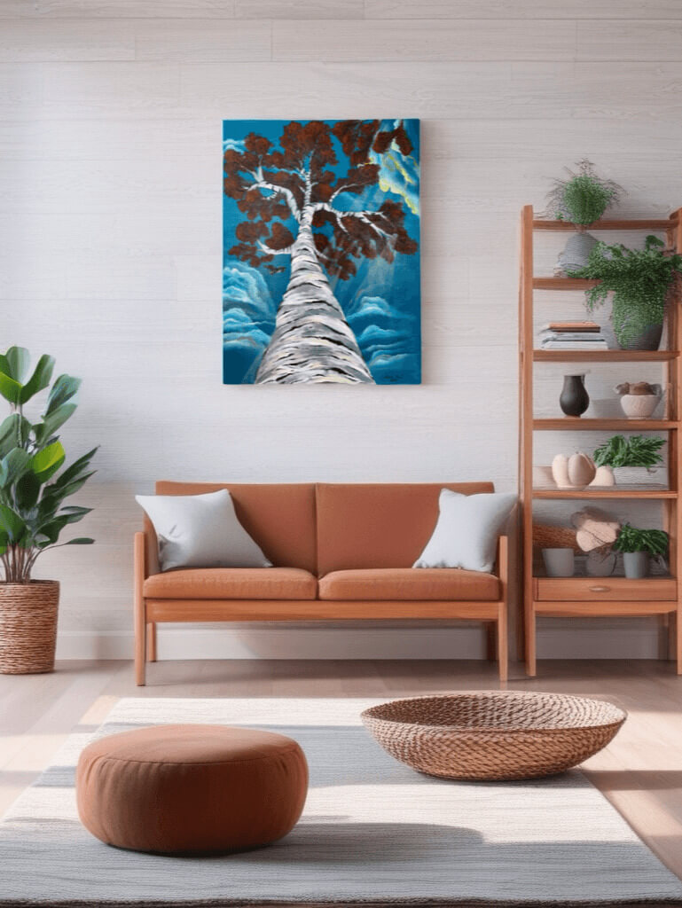 Nézz fel festmény, modern enterirőrben - Leveleki Ramóna Artworks